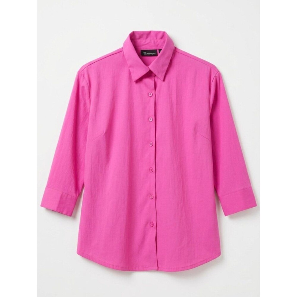 No Boundaries Hot Pink 3/4 Sleeve Button Down Blouse - Size M